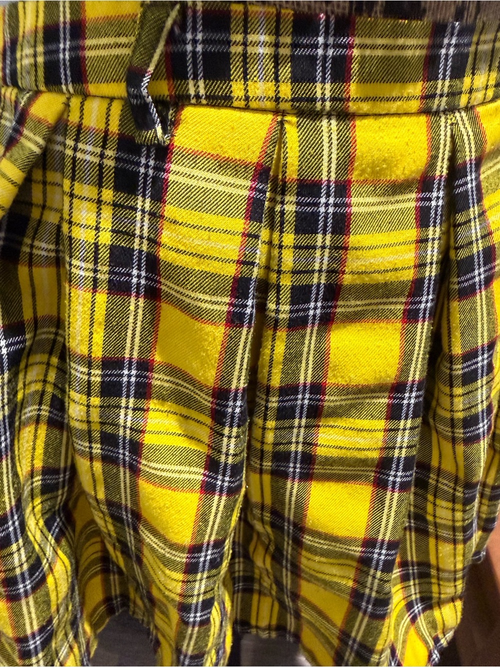Hot Topic Yellow Black Plaid Pleated Mini Skirt-SKIRT ONLY - Picture 3 of 4